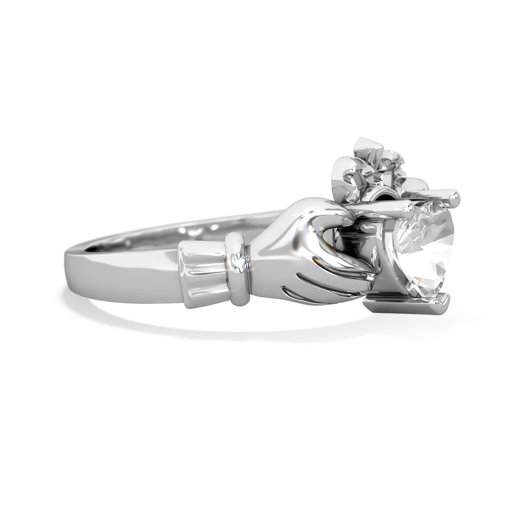 White Topaz Claddagh 14K White Gold ring R2370