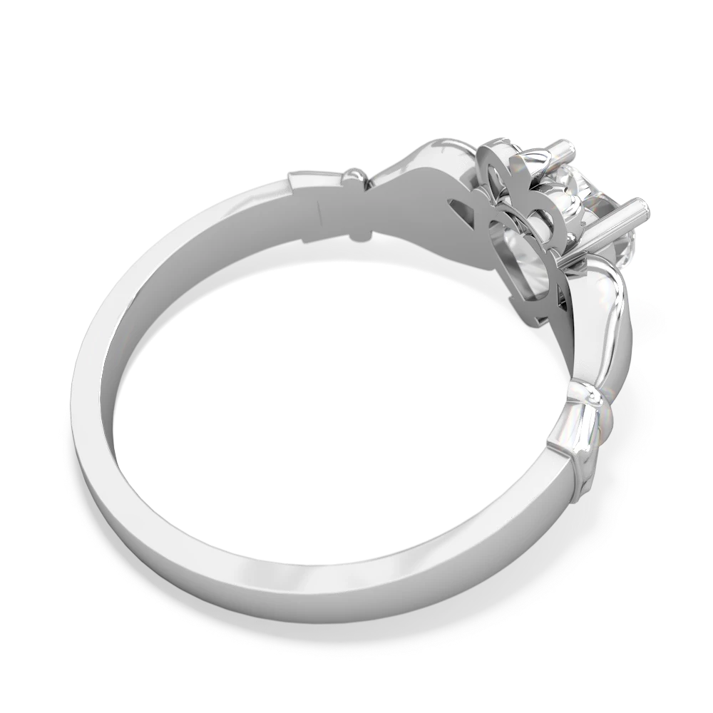 White Topaz Claddagh 14K White Gold ring R2370