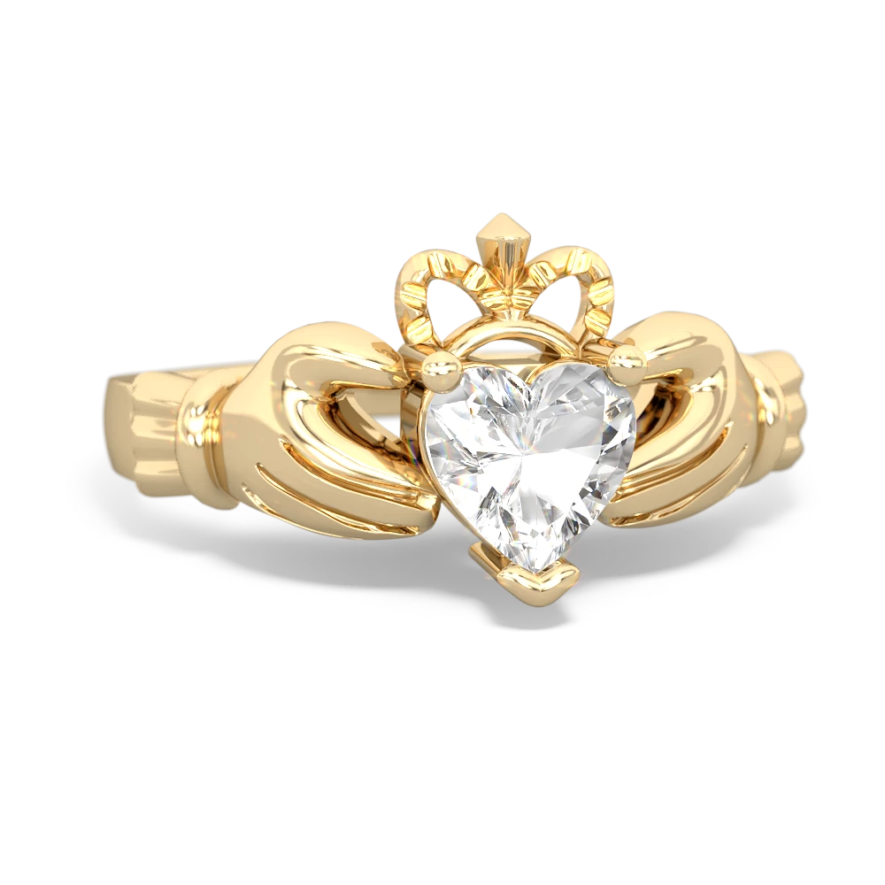 White Topaz Claddagh 14K Yellow Gold ring R2370