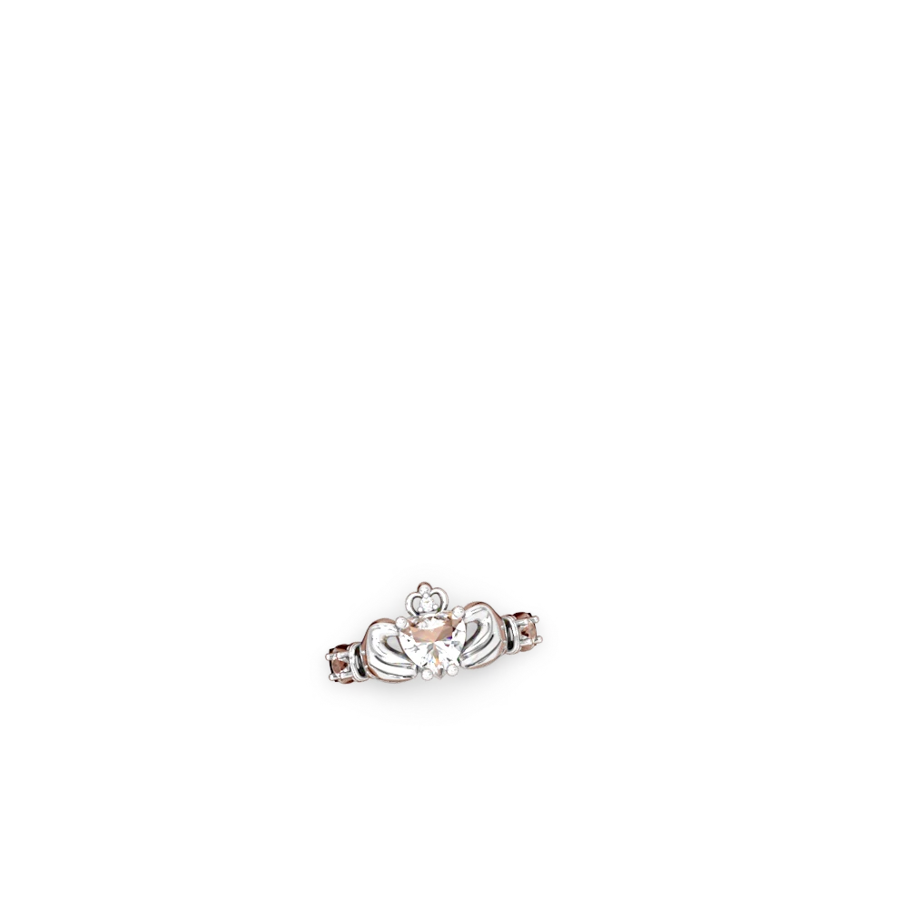 White Topaz Claddagh Keepsake 14K White Gold ring R5245