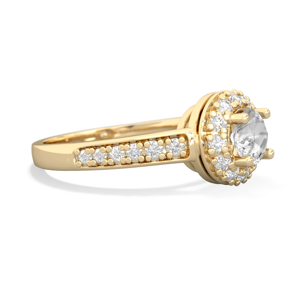 White Topaz Diamond Halo 14K Yellow Gold ring R5370
