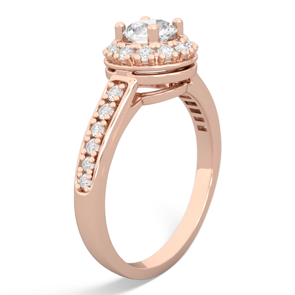White Topaz Diamond Halo 14K Rose Gold ring R5370