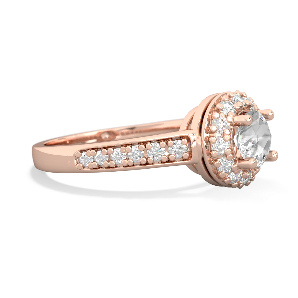 White Topaz Diamond Halo 14K Rose Gold ring R5370