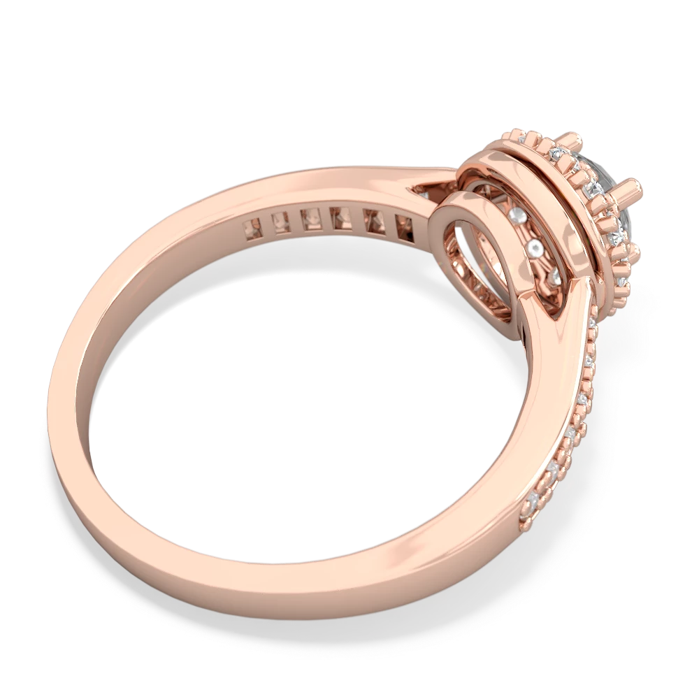 White Topaz Diamond Halo 14K Rose Gold ring R5370