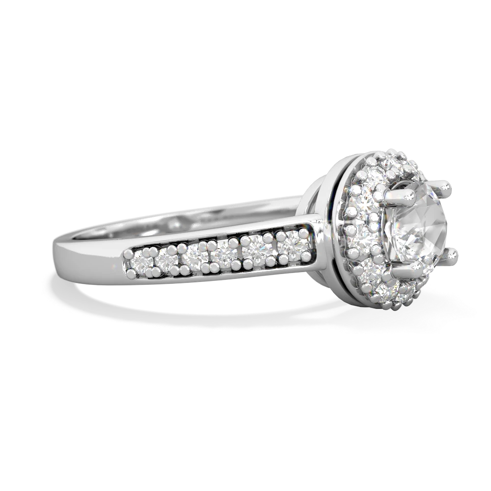 White Topaz Diamond Halo 14K White Gold ring R5370