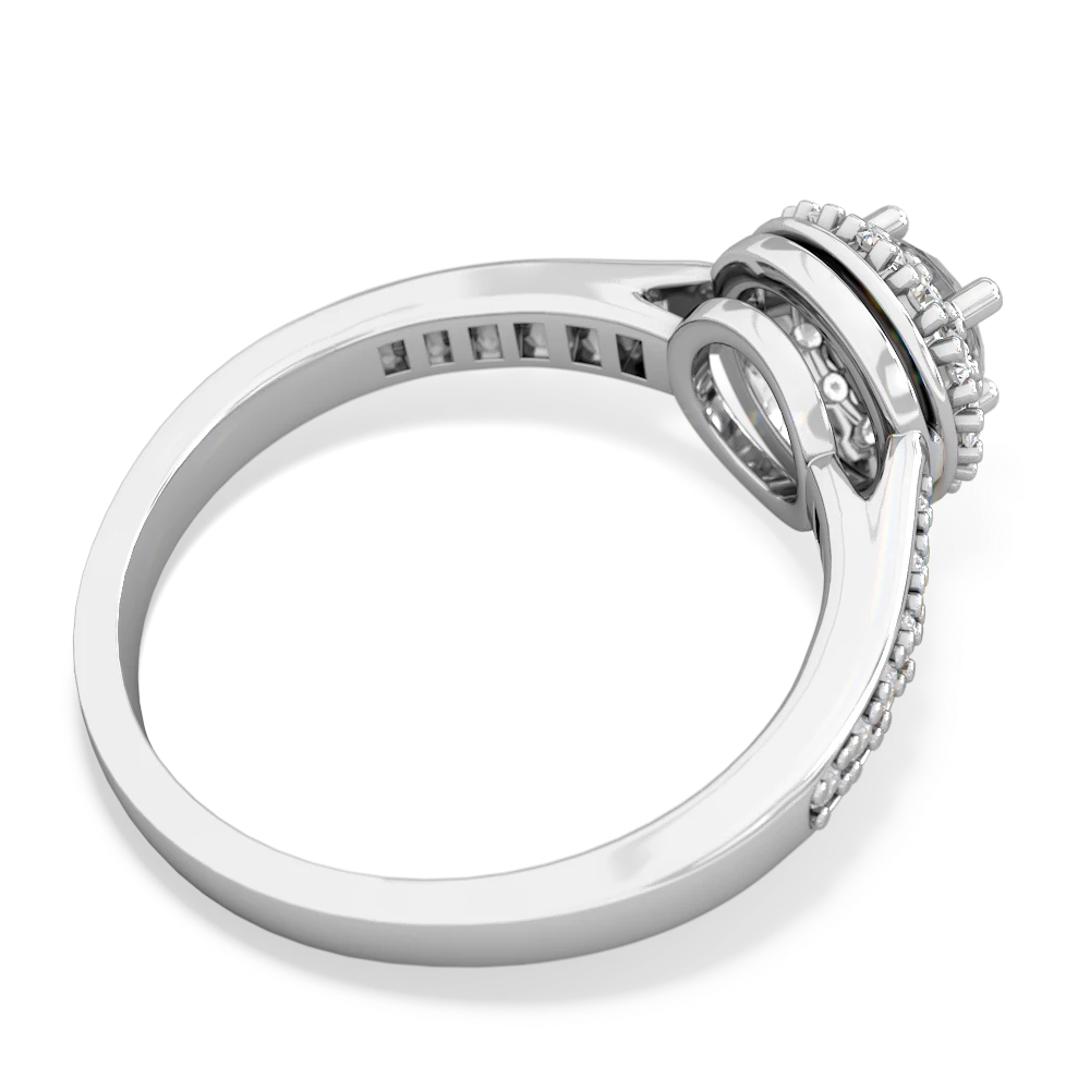 White Topaz Diamond Halo 14K White Gold ring R5370