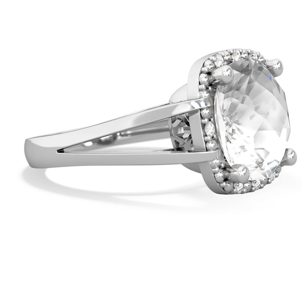 White Topaz Art Deco Cocktail 14K White Gold ring R2498