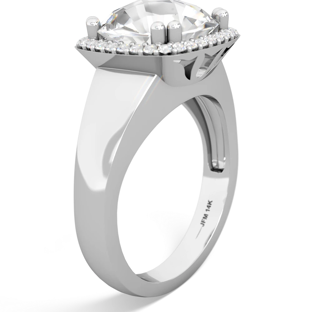 White Topaz Halo Cocktail 14K White Gold ring R2544