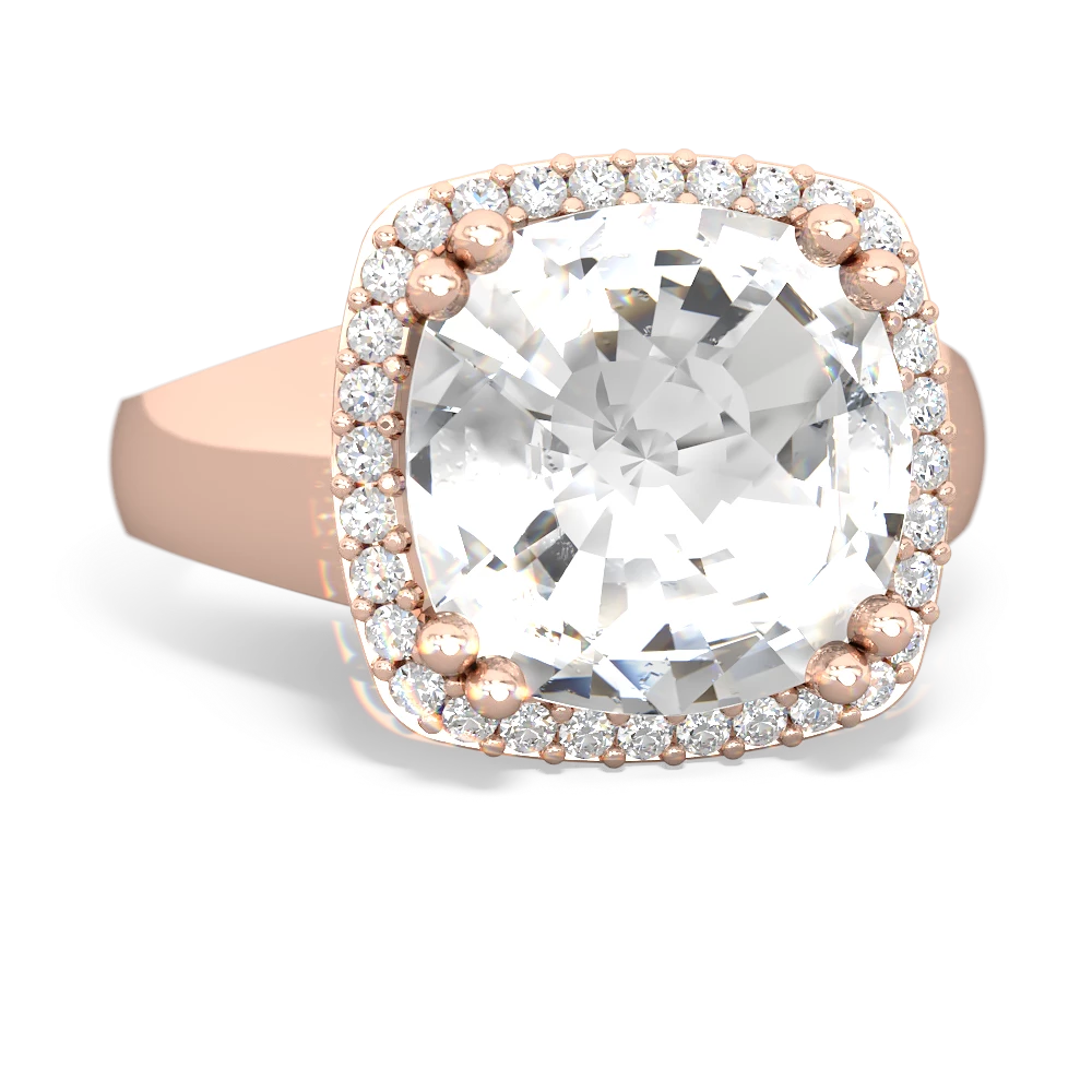 White Topaz Halo Cocktail 14K Rose Gold ring R2544