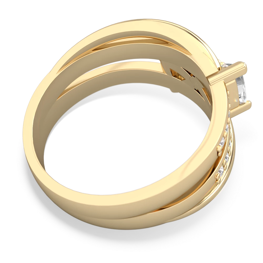 White Topaz Bowtie 14K Yellow Gold ring R2360