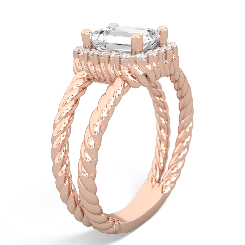 White Topaz Rope Split Band 14K Rose Gold ring R2628