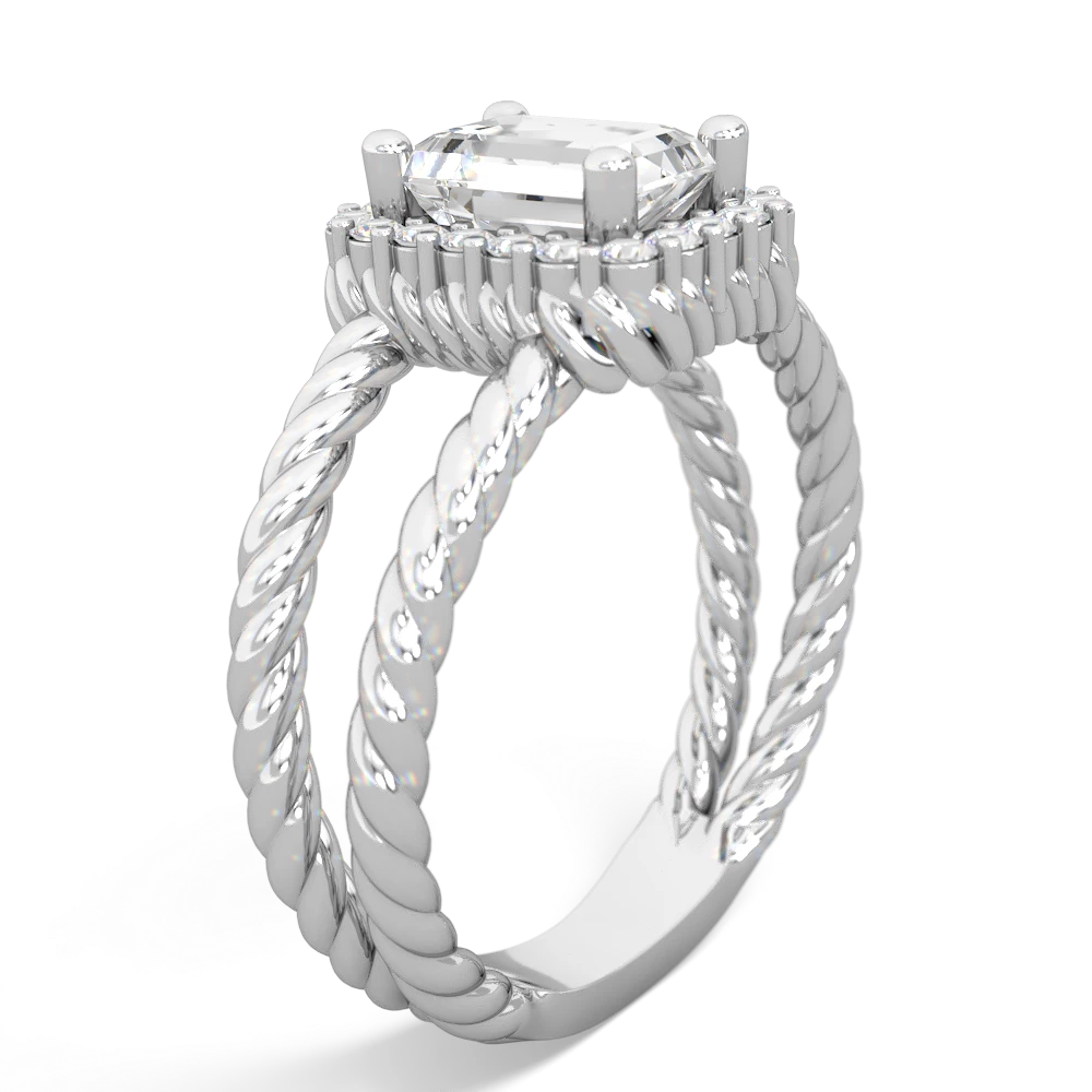 White Topaz Rope Split Band 14K White Gold ring R2628