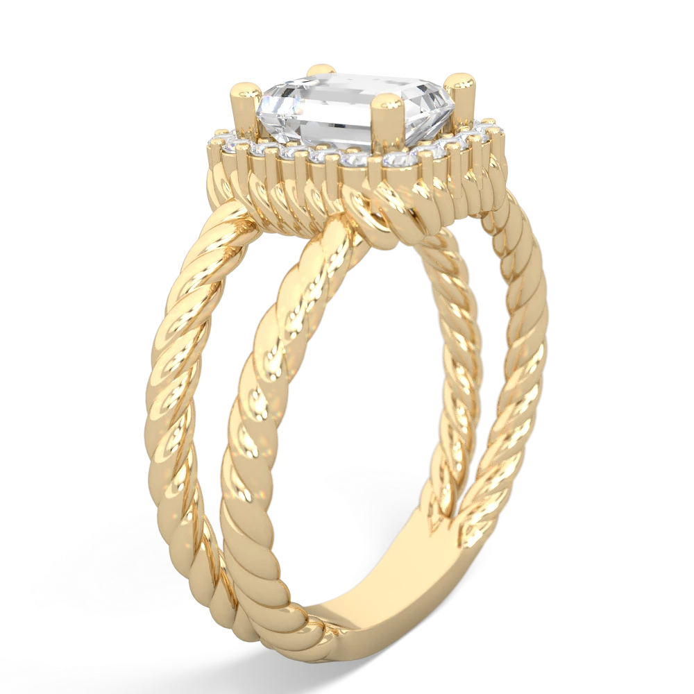 White Topaz Rope Split Band 14K Yellow Gold ring R2628