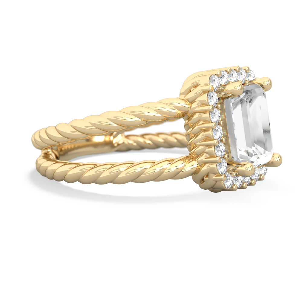 White Topaz Rope Split Band 14K Yellow Gold ring R2628