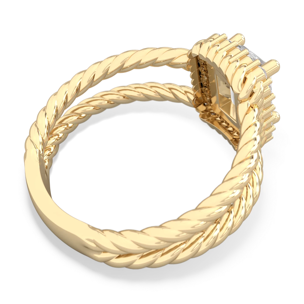White Topaz Rope Split Band 14K Yellow Gold ring R2628