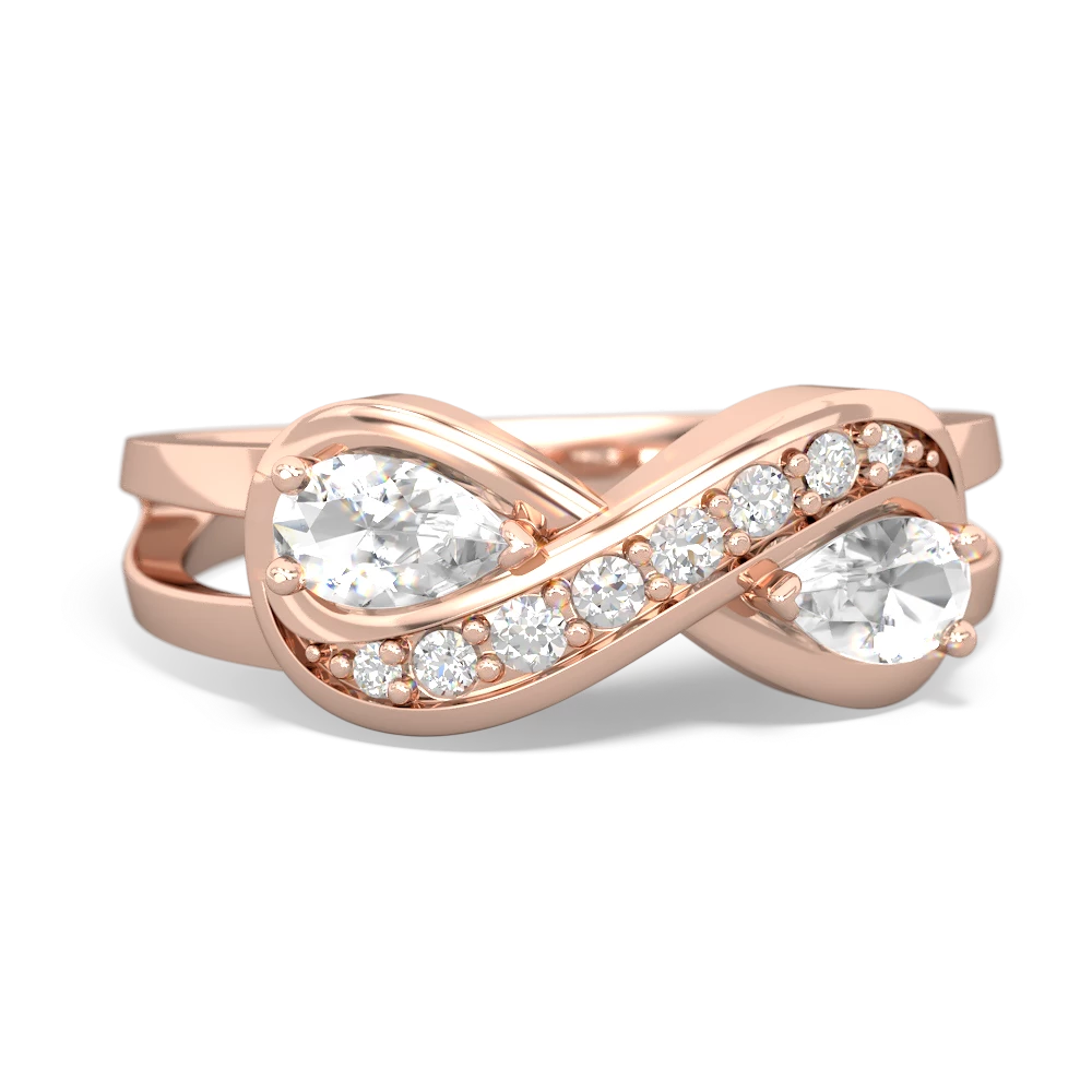 White Topaz Diamond Infinity 14K Rose Gold ring R5390