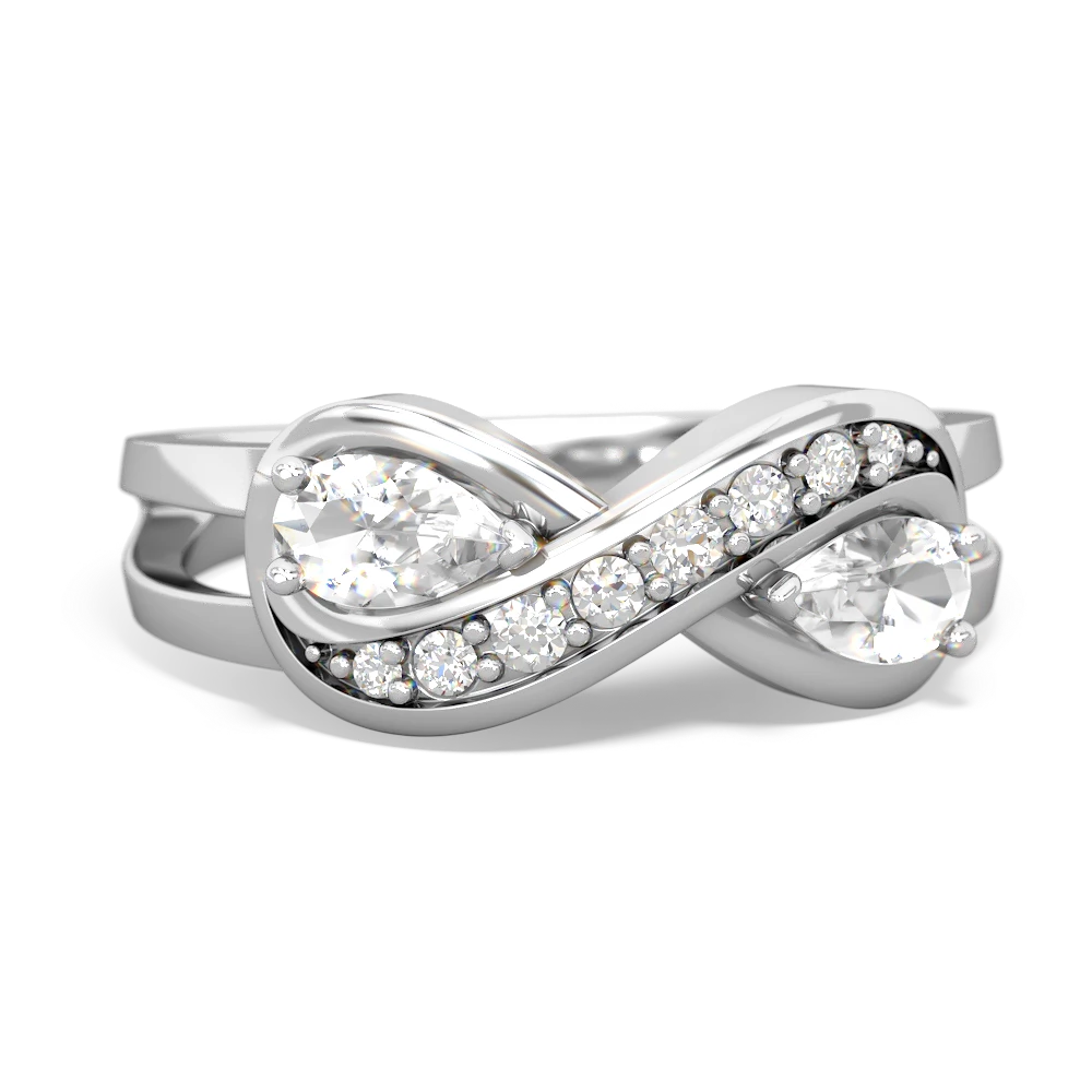 White Topaz Diamond Infinity 14K White Gold ring R5390