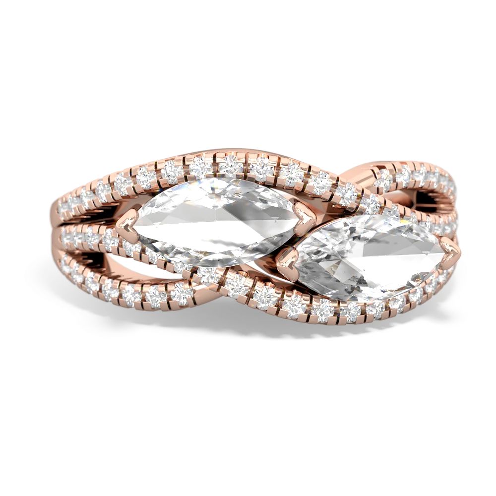 White Topaz Diamond Rivers 14K Rose Gold ring R3070