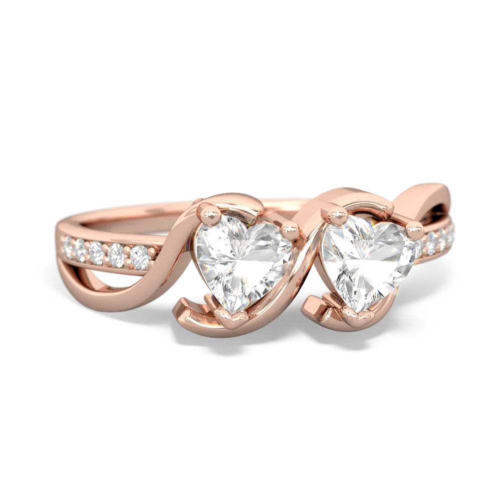 White Topaz Side By Side 14K Rose Gold ring R3090