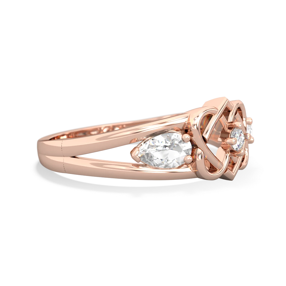 White Topaz Hearts Intertwined 14K Rose Gold ring R5880