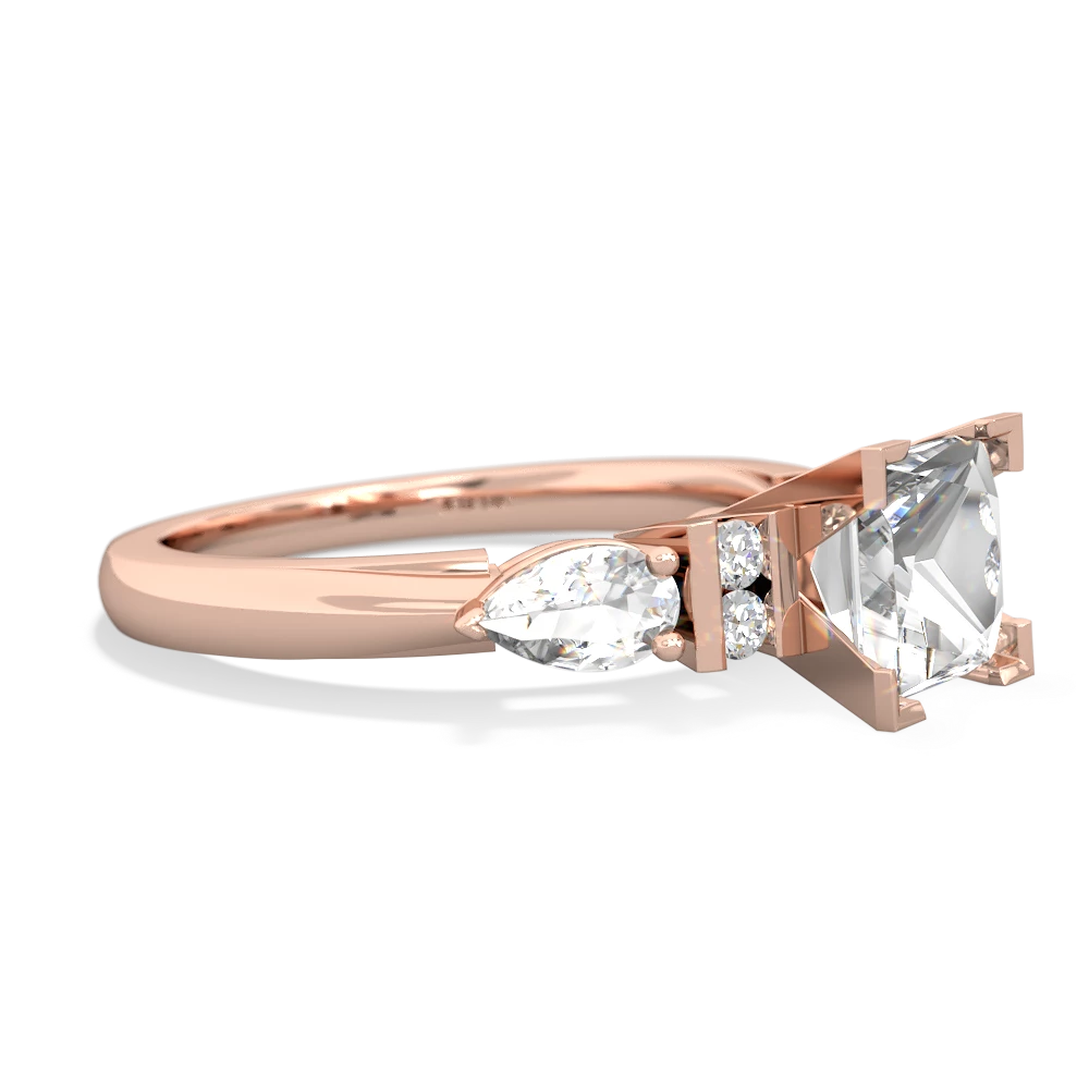 White Topaz 6Mm Princess Eternal Embrace Engagement 14K Rose Gold ring C2002