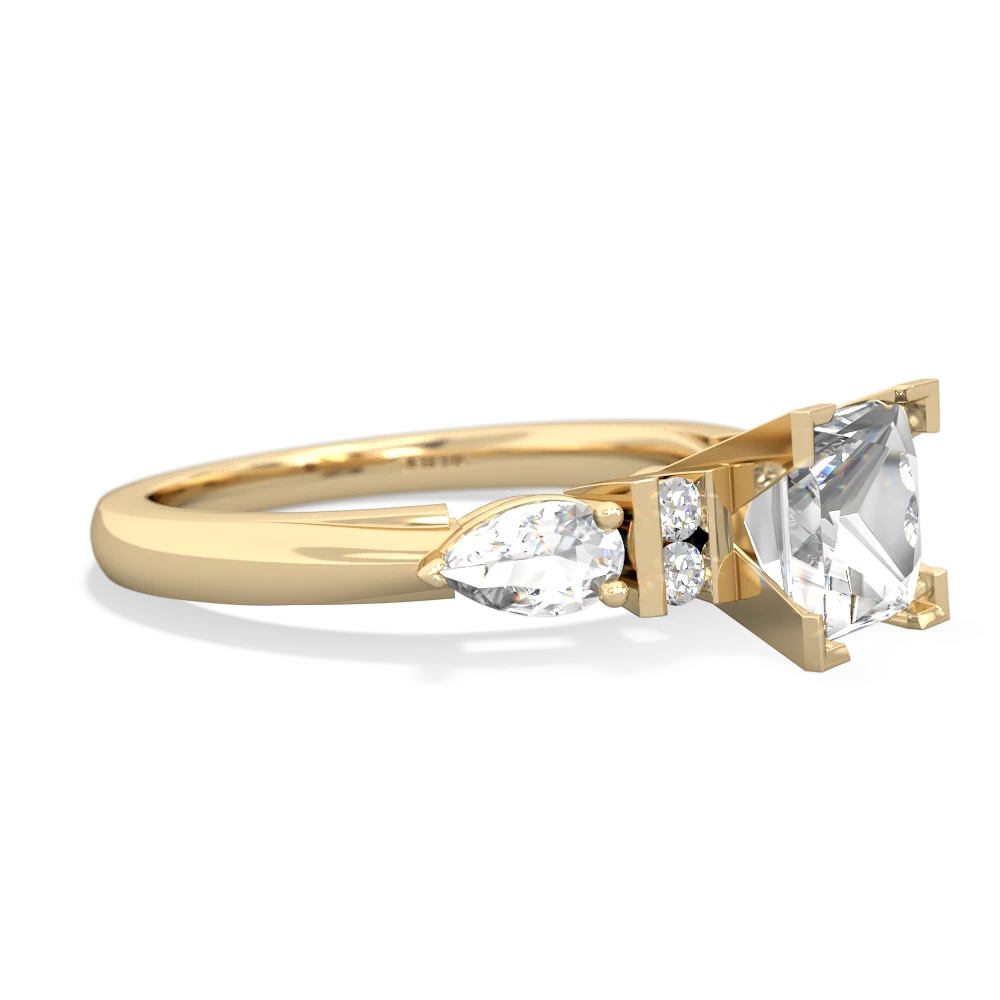 White Topaz 6Mm Princess Eternal Embrace Engagement 14K Yellow Gold ring C2002