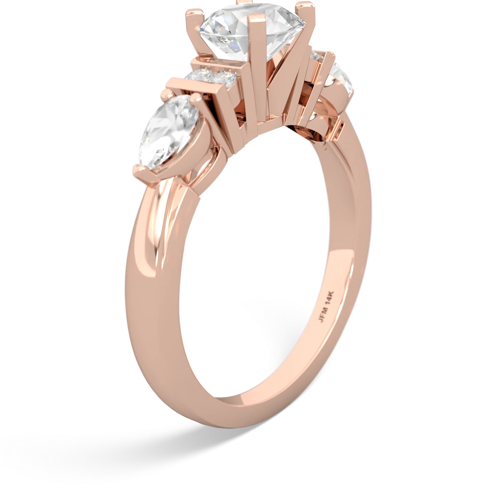 White Topaz 6Mm Round Eternal Embrace Engagement 14K Rose Gold ring R2005