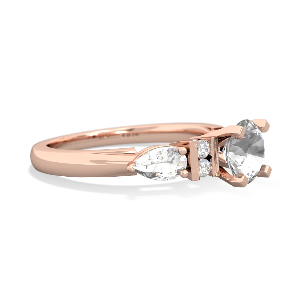 White Topaz 6Mm Round Eternal Embrace Engagement 14K Rose Gold ring R2005