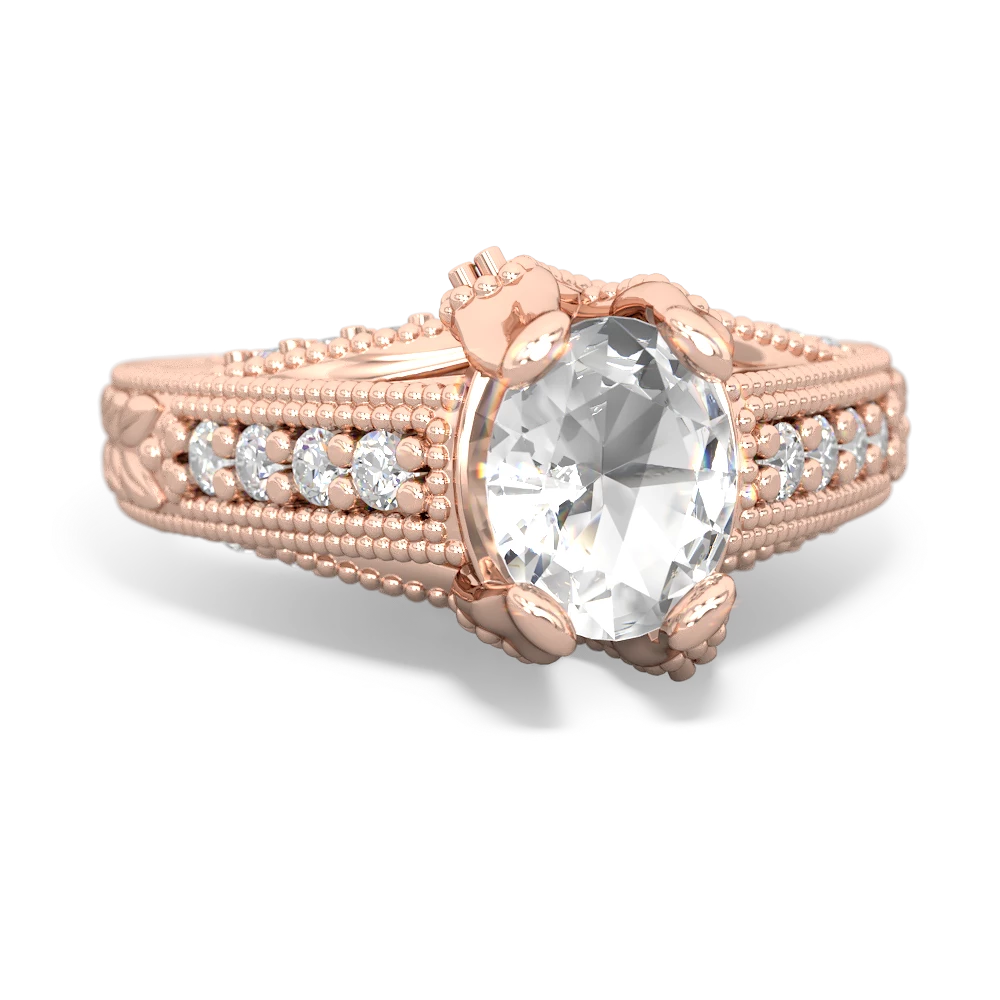 White Topaz Antique Style 14K Rose Gold ring R2028