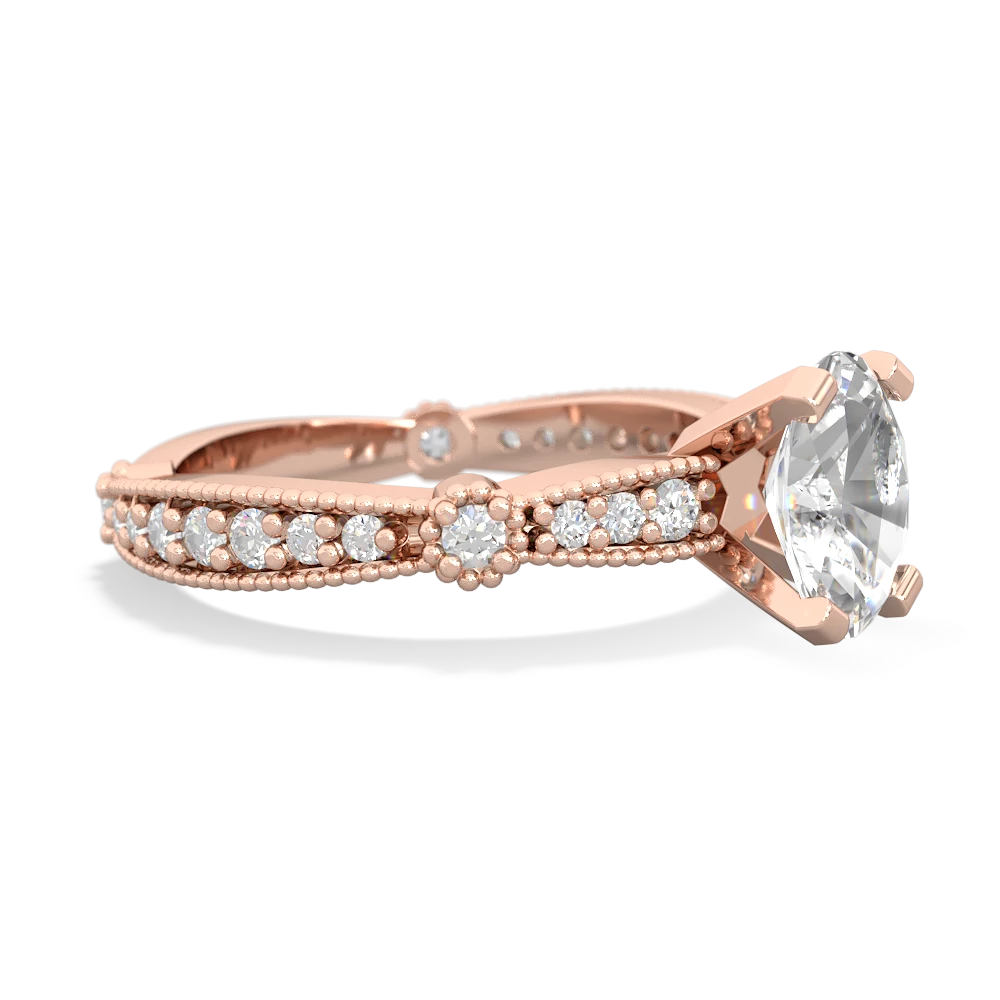 White Topaz Sparkling Tiara 8X6 Oval 14K Rose Gold ring R26298VL