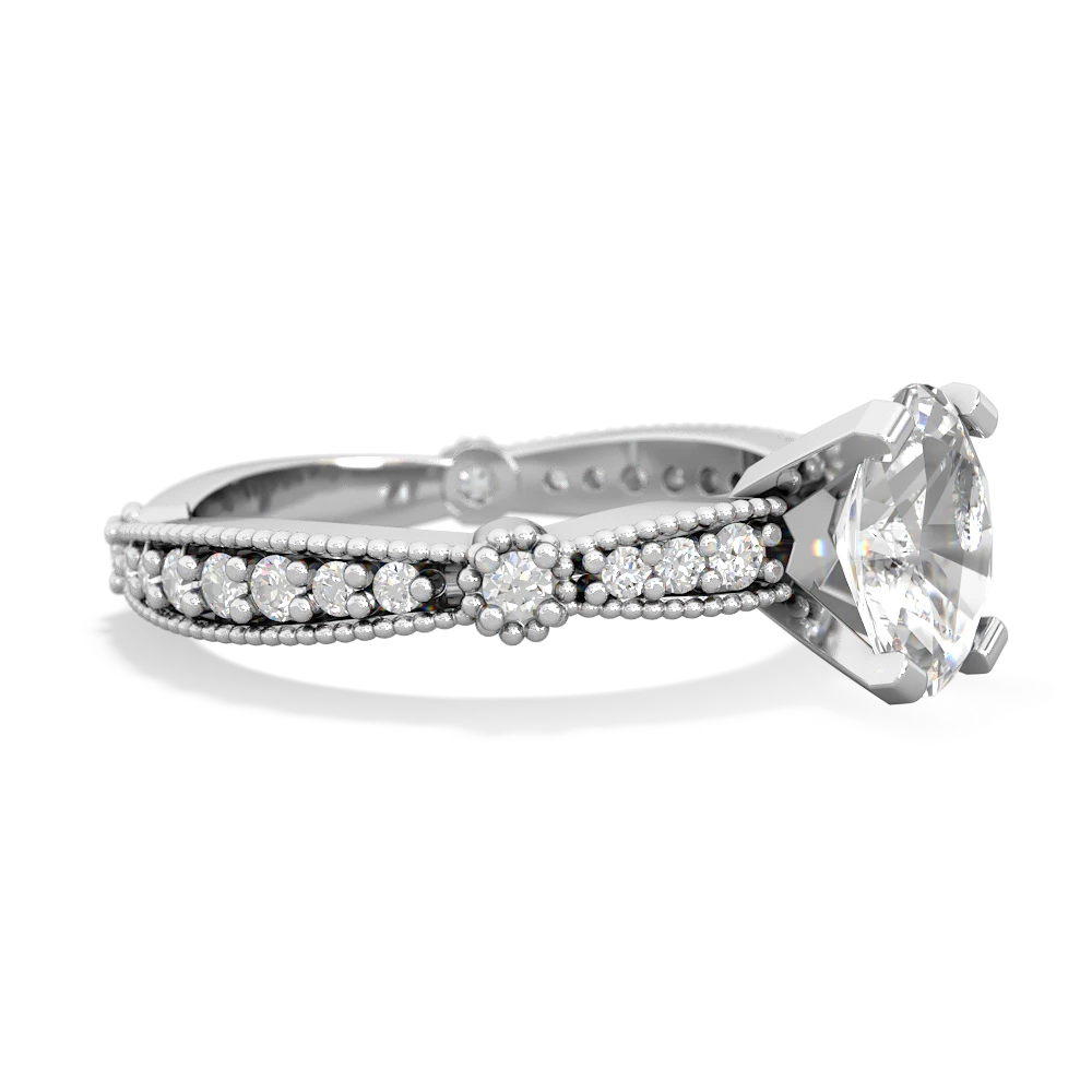 White Topaz Sparkling Tiara 8X6 Oval 14K White Gold ring R26298VL