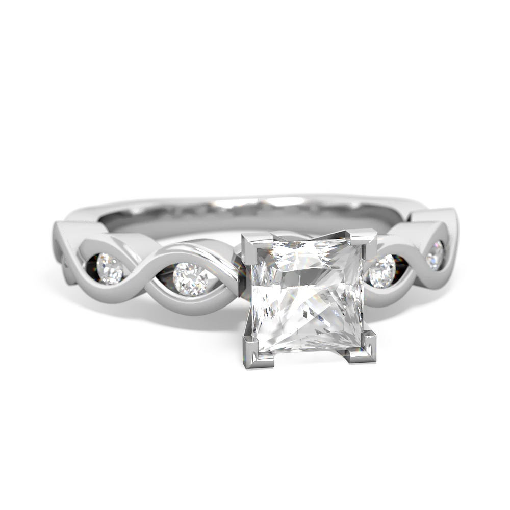 White Topaz Infinity 5Mm Square Engagement 14K White Gold ring R26315SQ