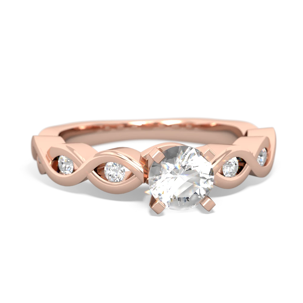 White Topaz Infinity 5Mm Round Engagement 14K Rose Gold ring R26315RD