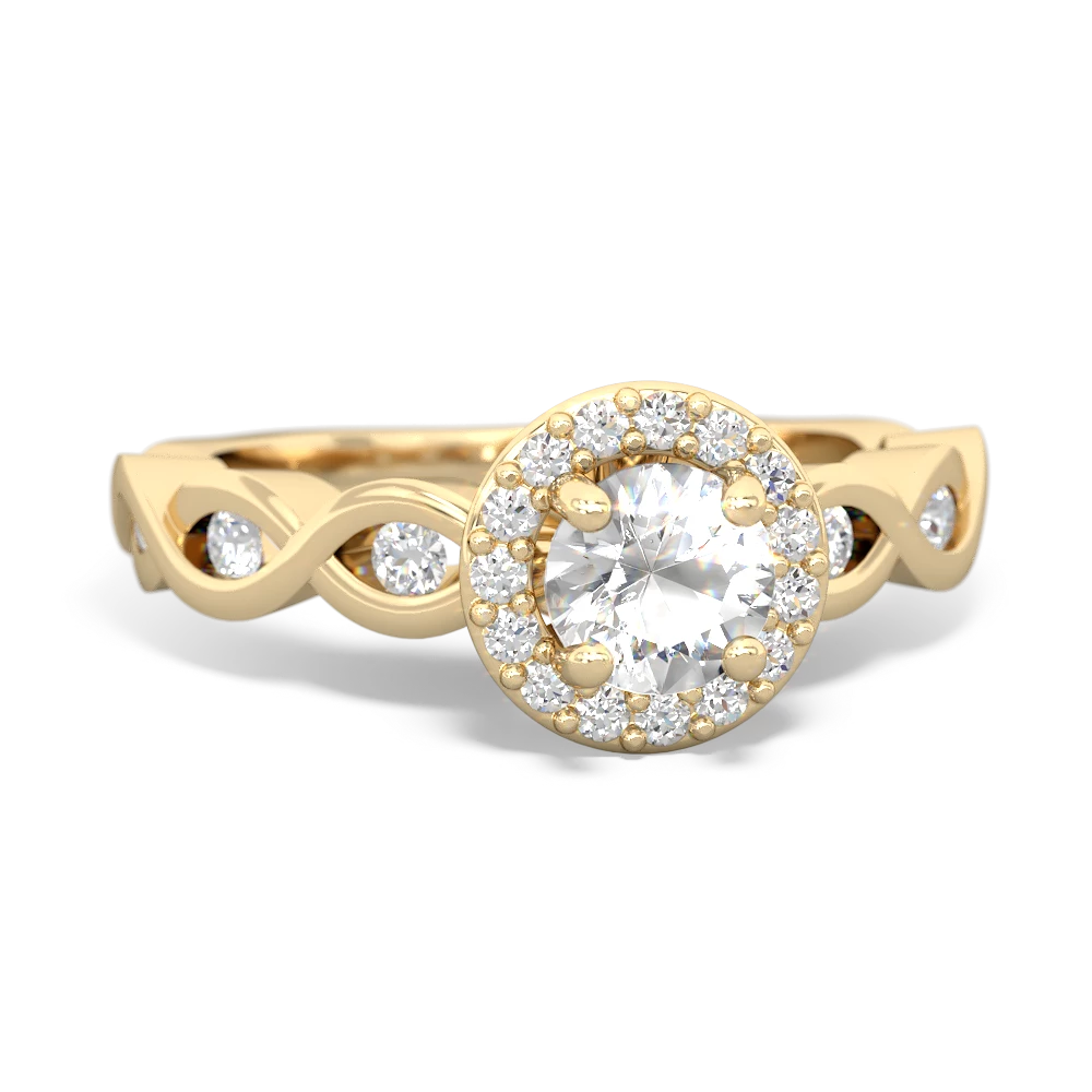 White Topaz Infinity Halo Engagement 14K Yellow Gold ring R26315RH