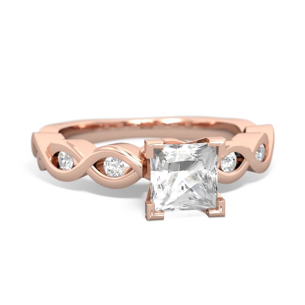 White Topaz Infinity 5Mm Square Engagement 14K Rose Gold ring R26315SQ