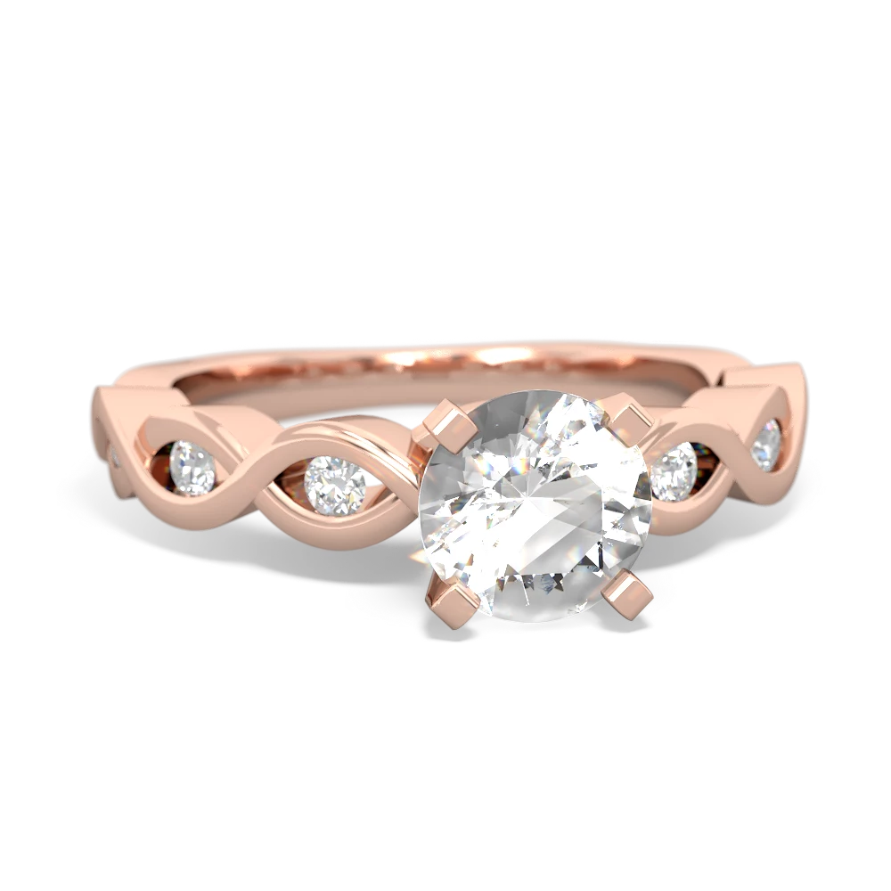 White Topaz Infinity 6Mm Round Engagement 14K Rose Gold ring R26316RD