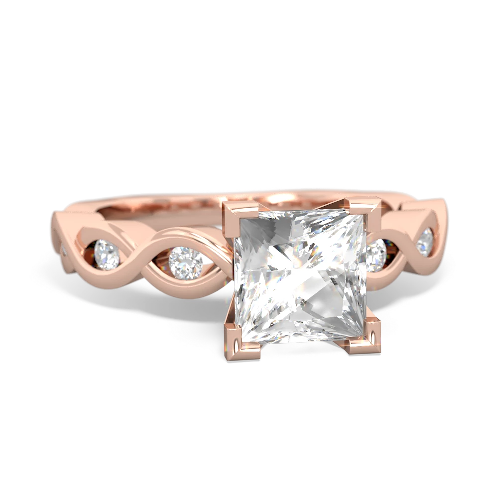 White Topaz Infinity 6Mm Princess Engagement 14K Rose Gold ring R26316SQ