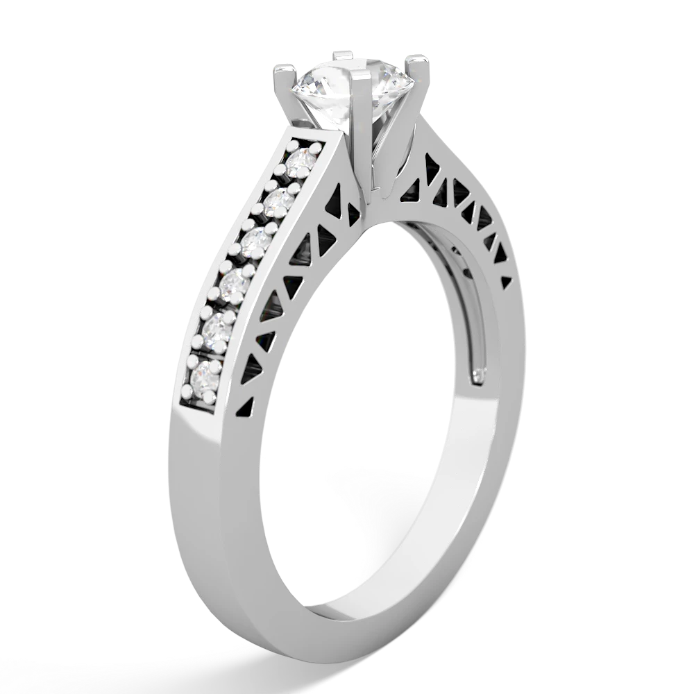 White Topaz Art Deco 14K White Gold ring R26355RD