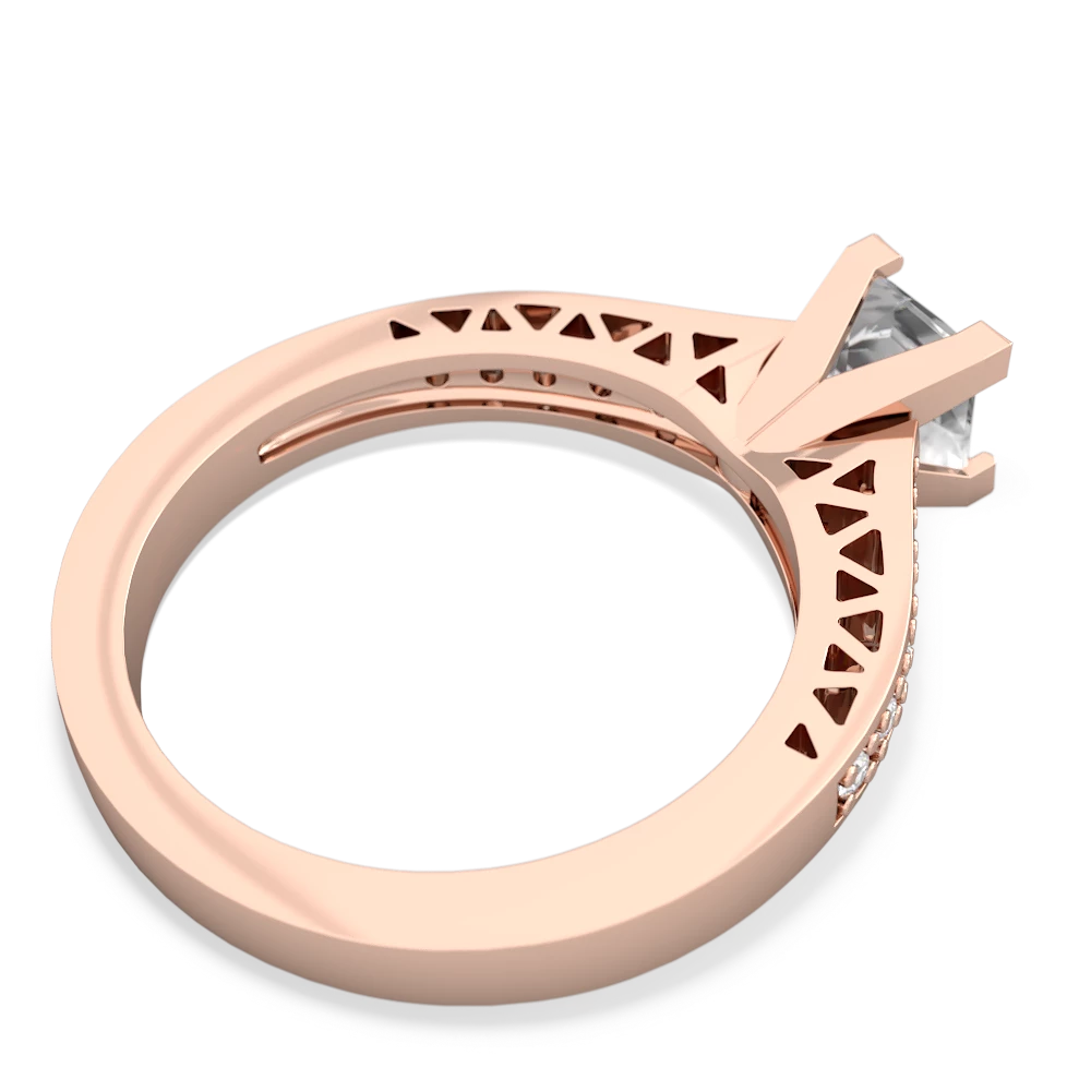 White Topaz Art Deco Engagement 5Mm Square 14K Rose Gold ring R26355SQ