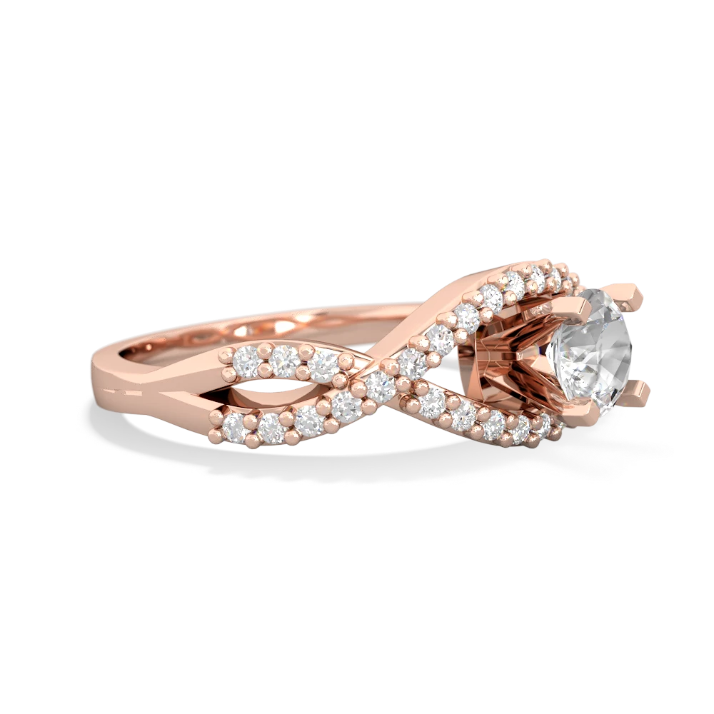 White Topaz Diamond Twist 5Mm Round Engagment  14K Rose Gold ring R26405RD