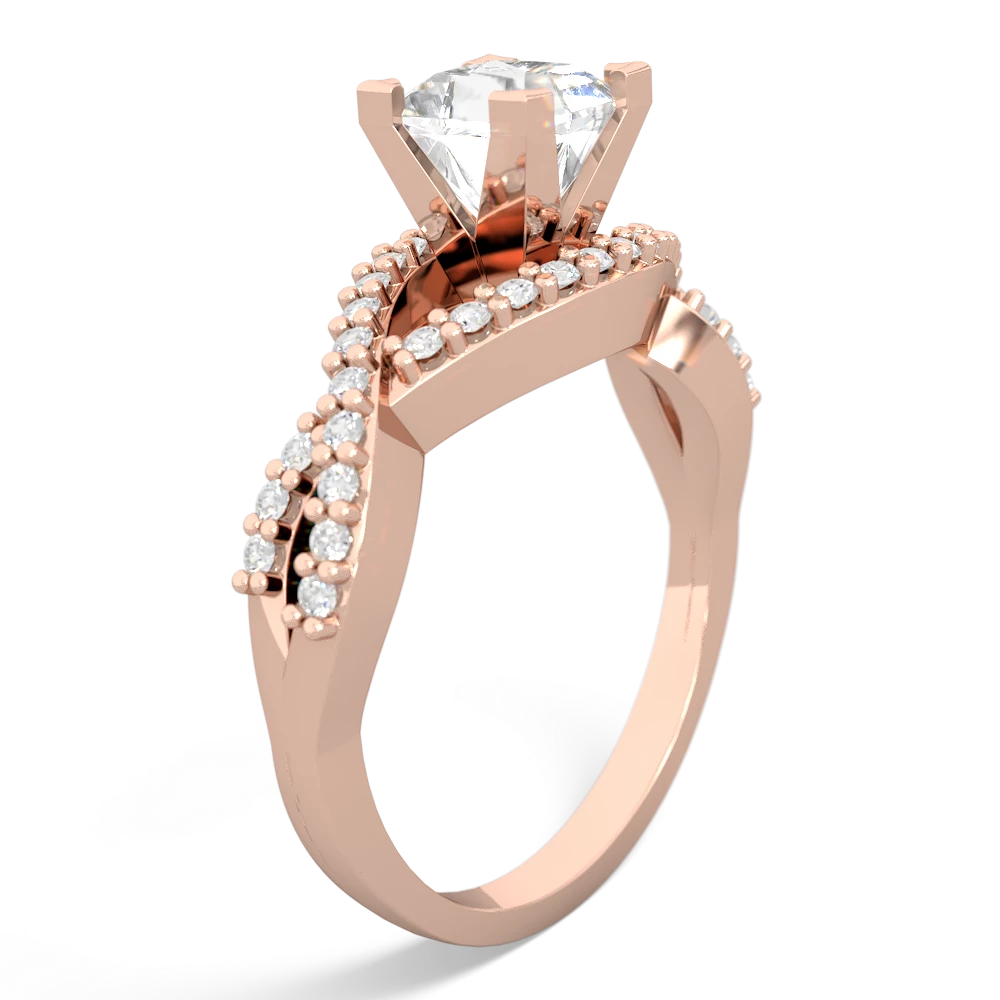 White Topaz Diamond Twist 5Mm Square Engagment  14K Rose Gold ring R26405SQ