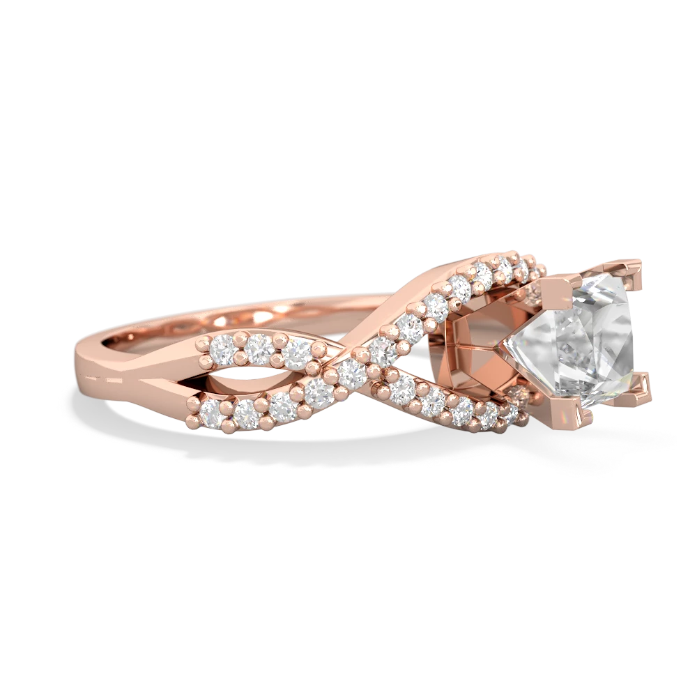 White Topaz Diamond Twist 5Mm Square Engagment  14K Rose Gold ring R26405SQ