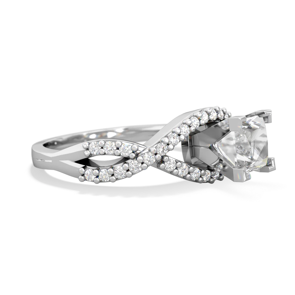 White Topaz Diamond Twist 5Mm Square Engagment  14K White Gold ring R26405SQ