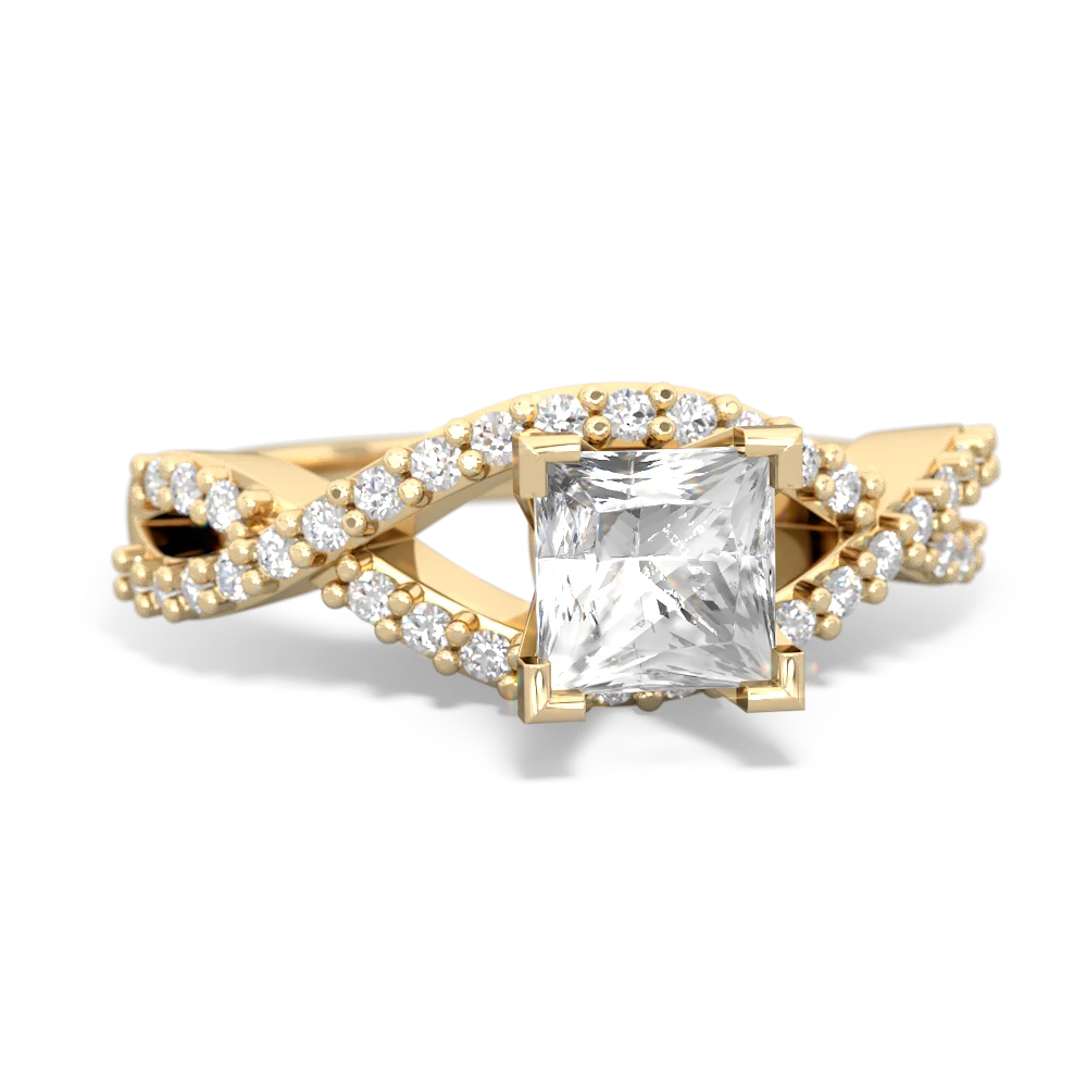 White Topaz Diamond Twist 5Mm Square Engagment  14K Yellow Gold ring R26405SQ