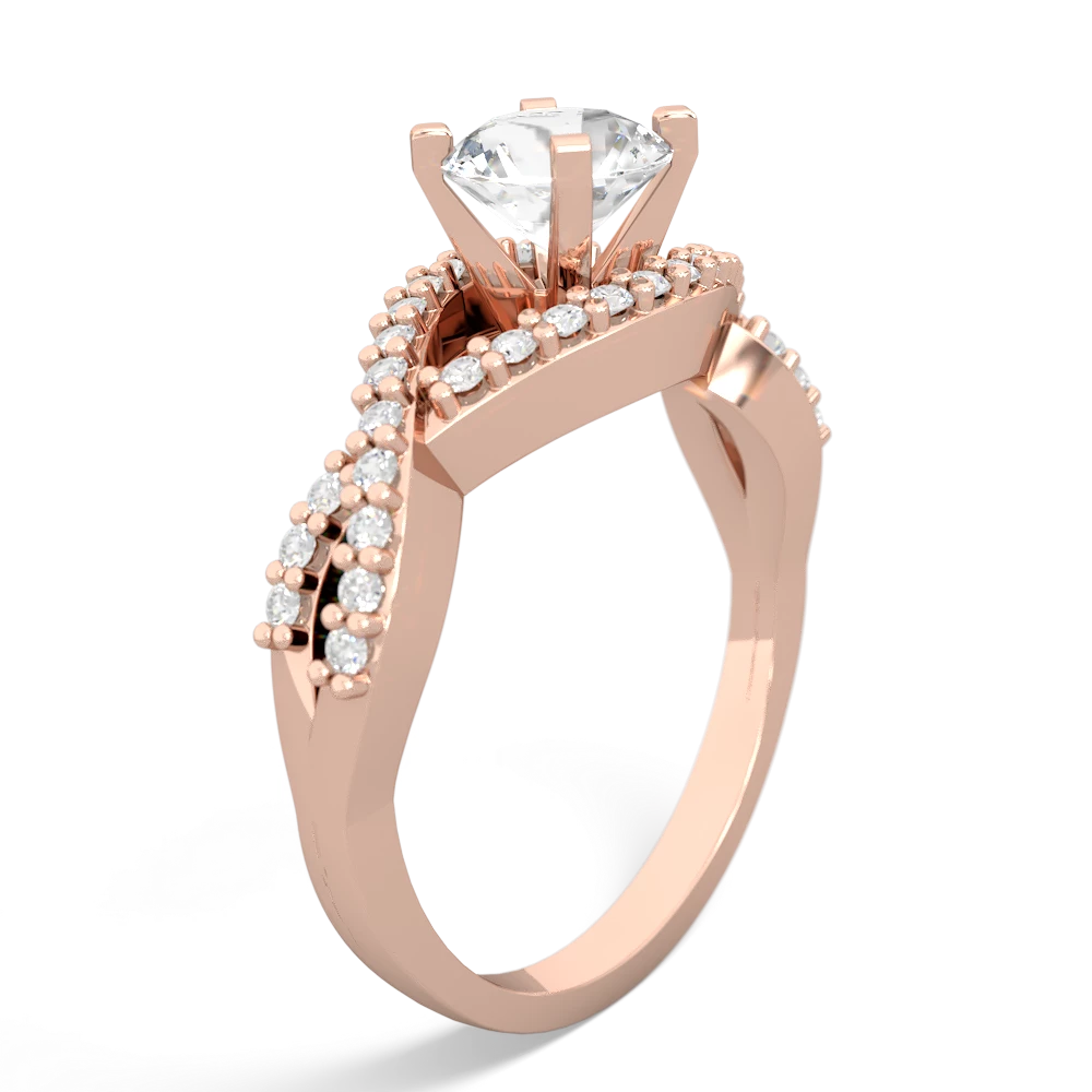 White Topaz Diamond Twist 6Mm Round Engagment  14K Rose Gold ring R26406RD