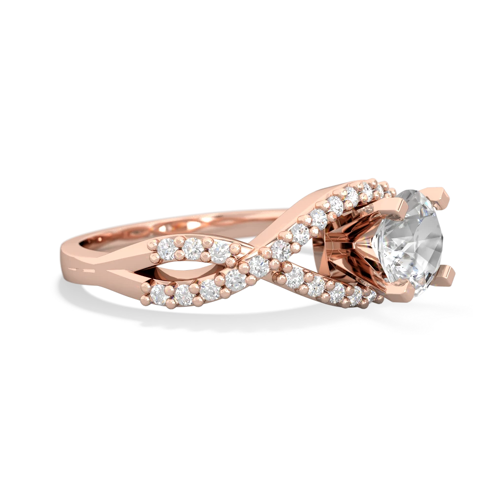 White Topaz Diamond Twist 6Mm Round Engagment  14K Rose Gold ring R26406RD