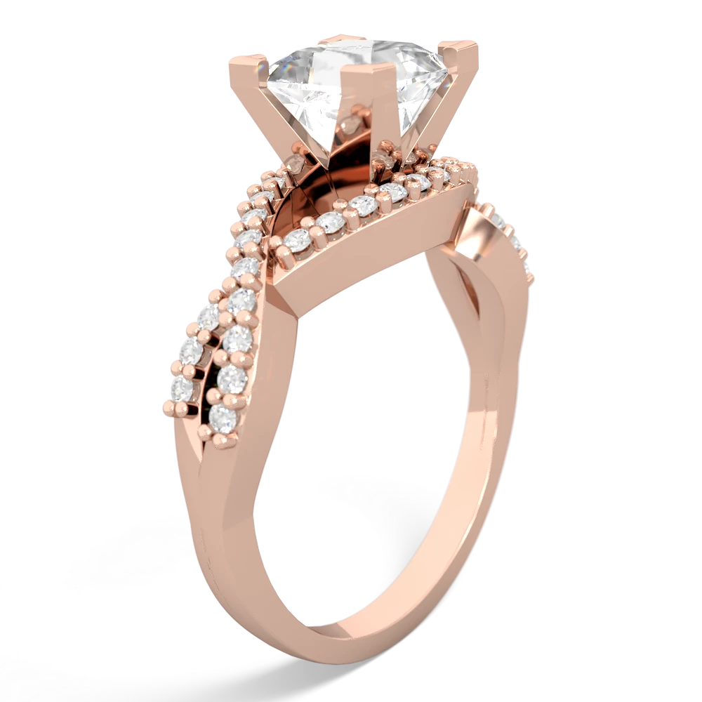 White Topaz Diamond Twist 6Mm Princess Engagment  14K Rose Gold ring R26406SQ