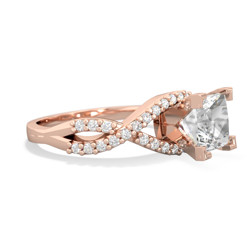 White Topaz Diamond Twist 6Mm Princess Engagment  14K Rose Gold ring R26406SQ