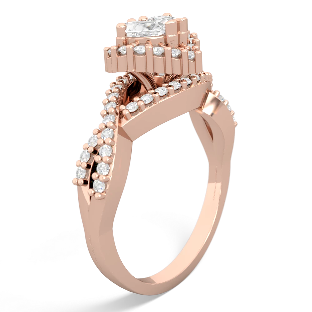 White Topaz Diamond Twist 'One Heart' 14K Rose Gold ring R2640HRT