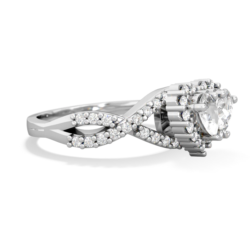 White Topaz Diamond Twist 'One Heart' 14K White Gold ring R2640HRT